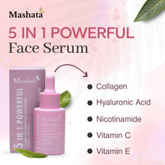 MASHATA 5 IN ONE POWERFUL COLLAGEN HYALURONIC ACID NICOTINAMIDE VITAMIN C, VITAMIN E FACE SERUM